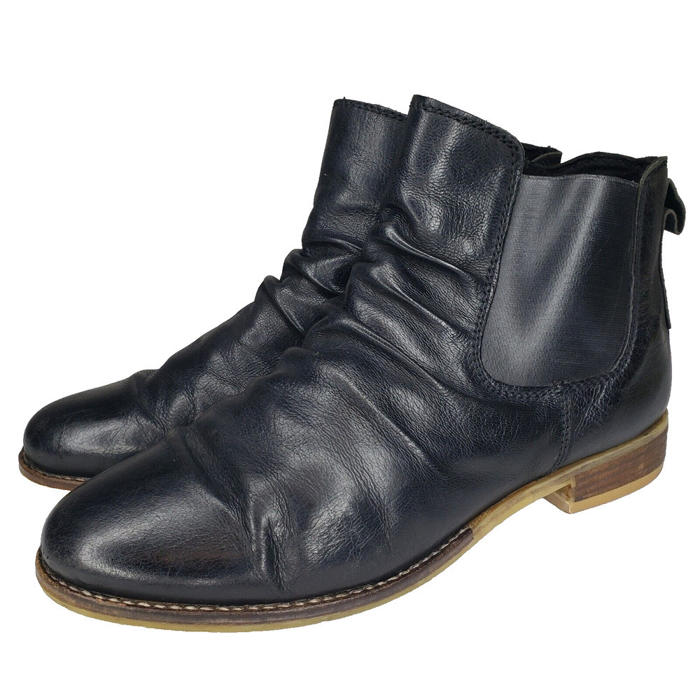JOSEF SEIBEL Boots Sienna 59 Slouch Black Leather Zip Ankle Booties Size 40 EU 9